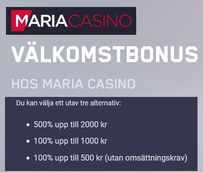 Klicka här för att vinna mer på Maria casino!